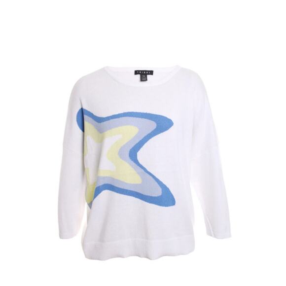 NWT Tribal Star 3/4 Sleeve Scoop Neck Knit Sweater Size XL - Picture 3 of 8